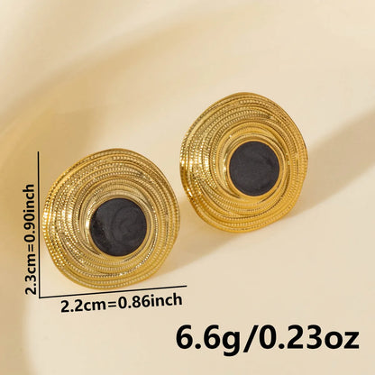 1 Pair Elegant Geometric Round 304 Stainless Steel Ear Studs