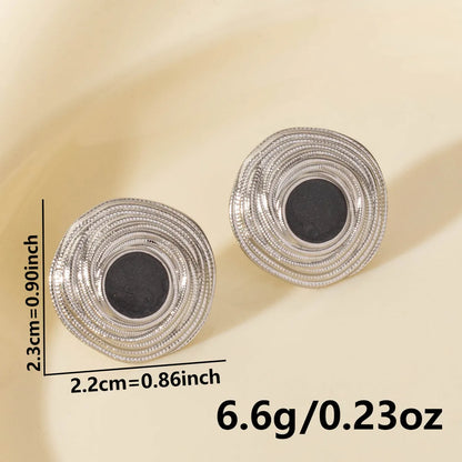 1 Pair Elegant Geometric Round 304 Stainless Steel Ear Studs