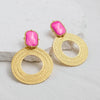 1 Pair Elegant Geometric Round Enamel 304 Stainless Steel 14K Gold Plated Drop Earrings