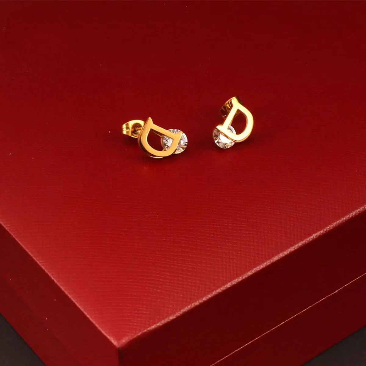 1 Pair Elegant Geometric Solid Color Hollow Out Inlay 304 Stainless Steel Rhinestones 18K Gold Plated Ear Studs