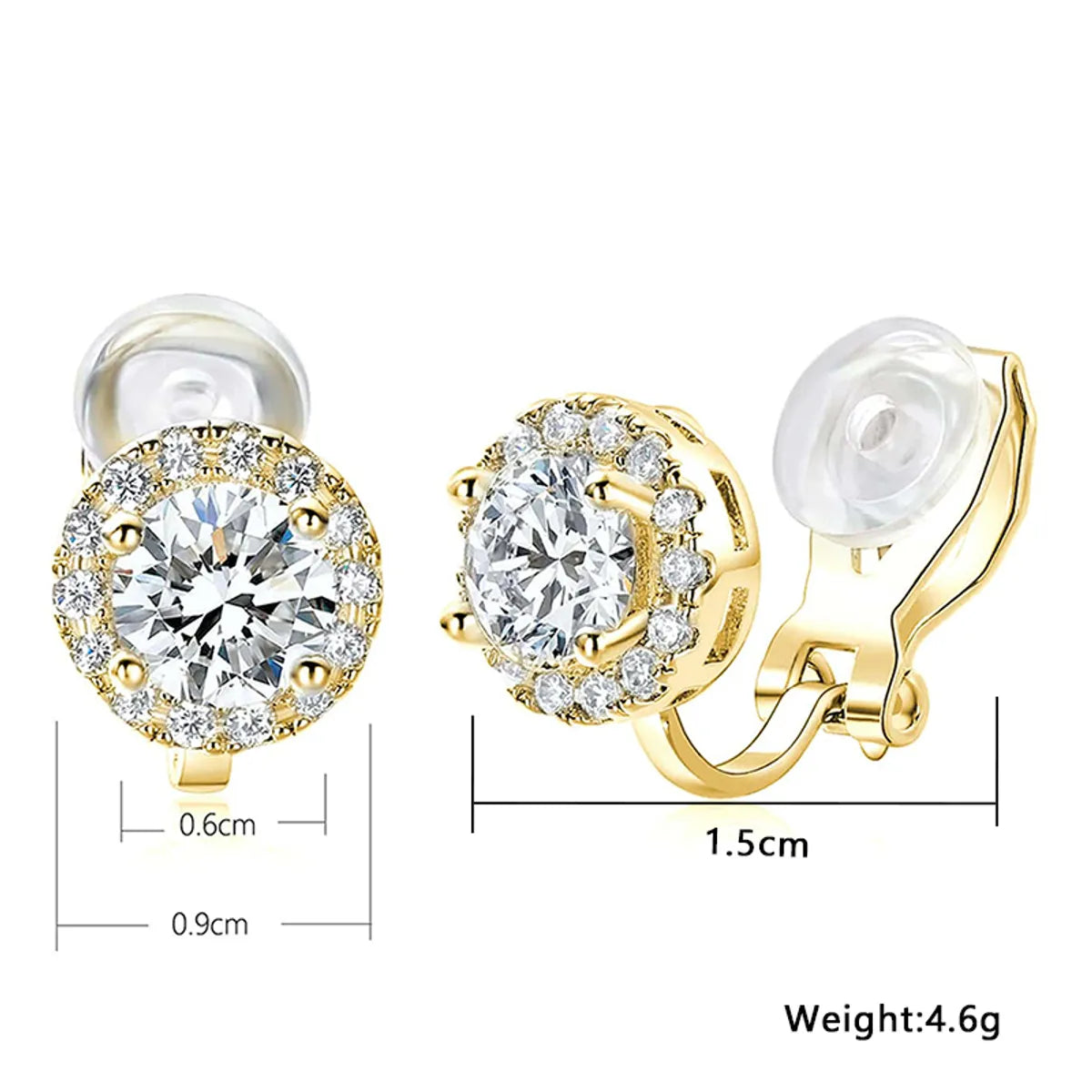 1 Pair Elegant Geometric Solid Color Inlay Copper Zircon Gold Plated Ear Cuffs