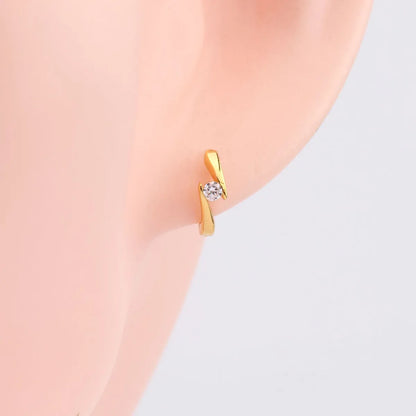 1 Pair Elegant Geometric Sterling Silver Inlay Zircon White Gold Plated Gold Plated Earrings