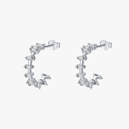 1 Pair Elegant Geometric Sterling Silver Plating Inlay Zircon Rhodium Plated Ear Studs