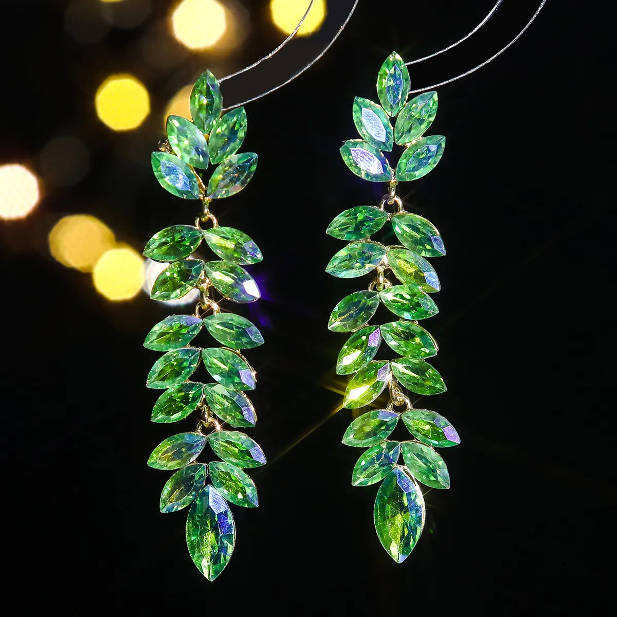 1 Pair Elegant Geometric Water Droplets Inlay Alloy Rhinestones Zircon Drop Earrings