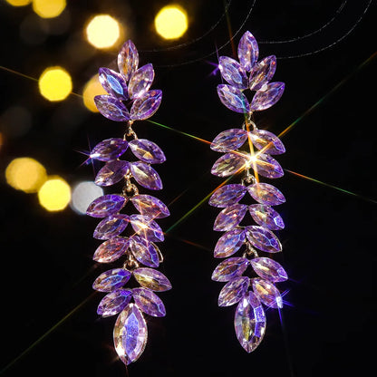 1 Pair Elegant Geometric Water Droplets Inlay Alloy Rhinestones Zircon Drop Earrings