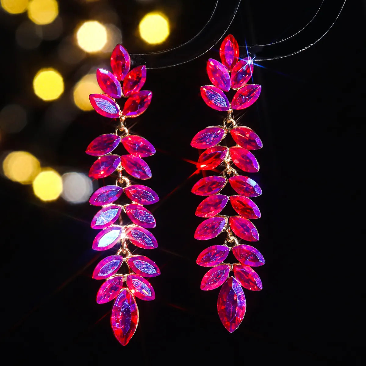 1 Pair Elegant Geometric Water Droplets Inlay Alloy Rhinestones Zircon Drop Earrings