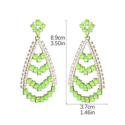 1 Pair Elegant Geometric Water Droplets Plating Inlay Alloy Rhinestones Zircon Drop Earrings