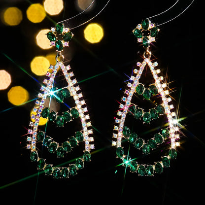 1 Pair Elegant Geometric Water Droplets Plating Inlay Alloy Rhinestones Zircon Drop Earrings