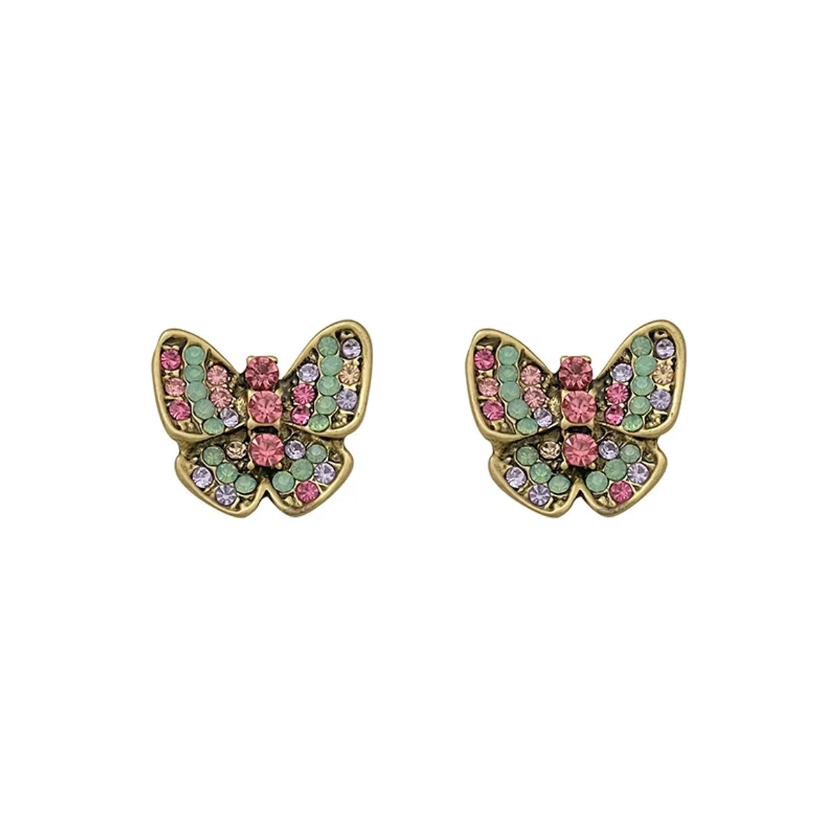 1 Pair Elegant Glam Butterfly Inlay Alloy Rhinestones Ear Studs