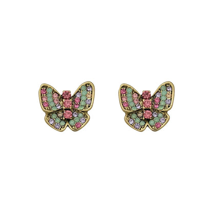 1 Pair Elegant Glam Butterfly Inlay Alloy Rhinestones Ear Studs