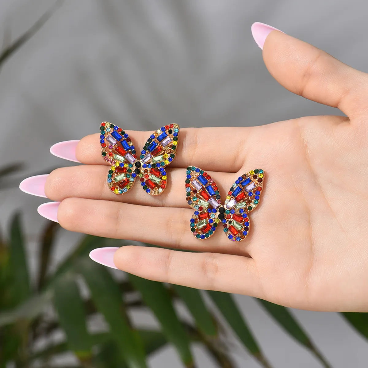 1 Pair Elegant Glam Butterfly Plating Inlay Alloy Rhinestones Ear Studs