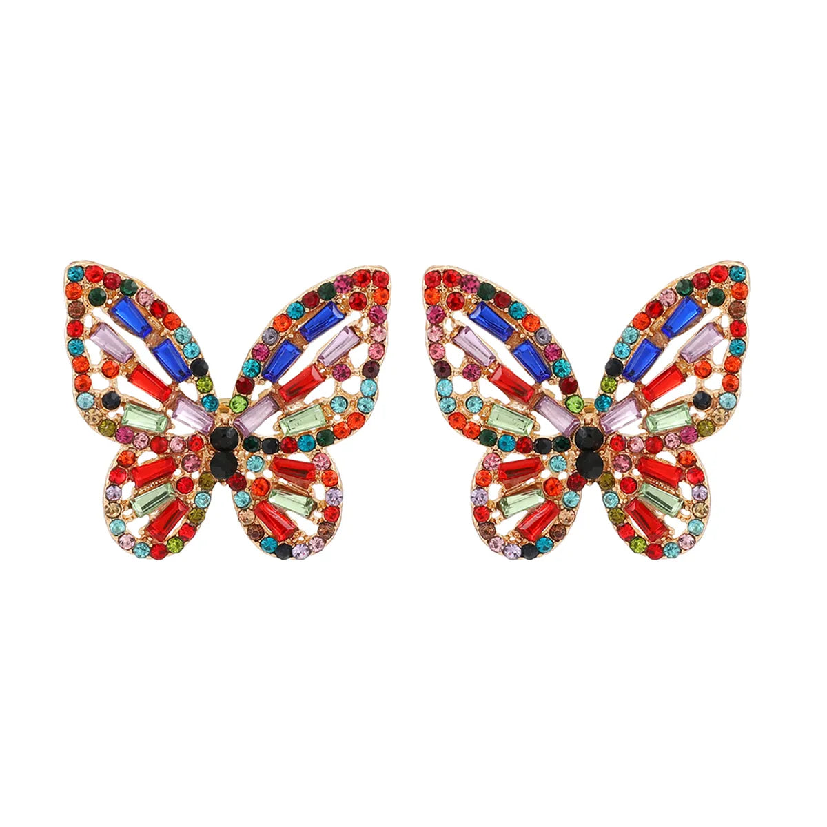 1 Pair Elegant Glam Butterfly Plating Inlay Alloy Rhinestones Ear Studs