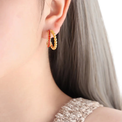 1 Pair Elegant Glam C Shape Plating Inlay Titanium Steel Rhinestones 18K Gold Plated Ear Studs