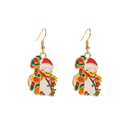 1 Pair Elegant Glam Christmas Christmas Tree Santa Claus Snowman Enamel Alloy Gold Plated Drop Earrings