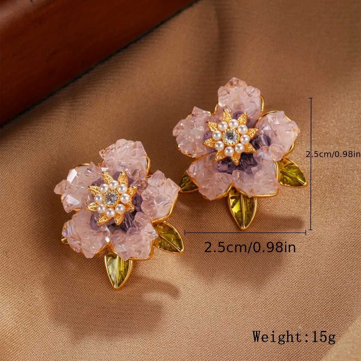 1 Pair Elegant Glam Flower Enamel Plating Inlay Copper Artificial Pearls Zircon Ear Studs