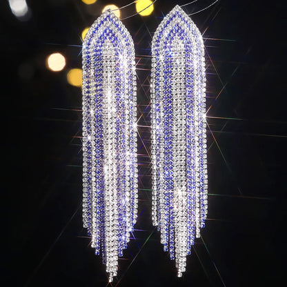 1 Pair Elegant Glam Geometric Inlay Alloy Rhinestones Drop Earrings