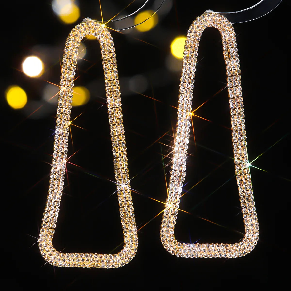 1 Pair Elegant Glam Geometric Inlay Alloy Rhinestones Drop Earrings