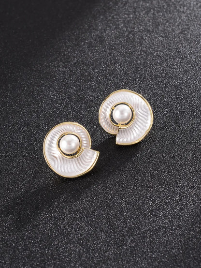 1 Pair Elegant Glam Geometric Plating Inlay Copper Artificial Pearls Zircon 18k Gold Plated Earrings