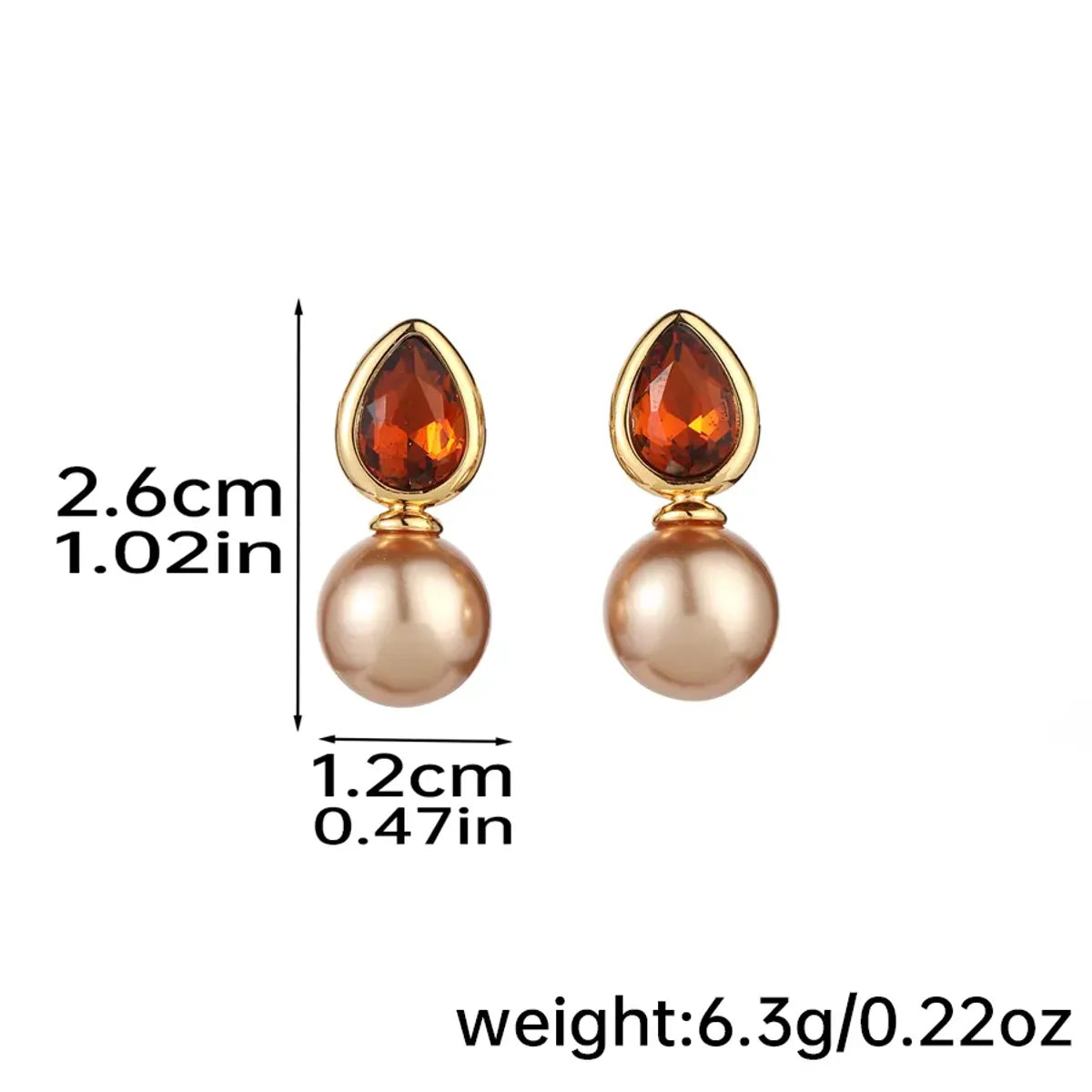 1 Pair Elegant Glam Geometric Plating Inlay Copper Rhinestones Freshwater Pearl Drop Earrings