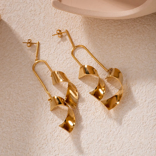 1 Pair Elegant Glam Geometric Plating Stainless Steel Gold Plated Drop Earrings