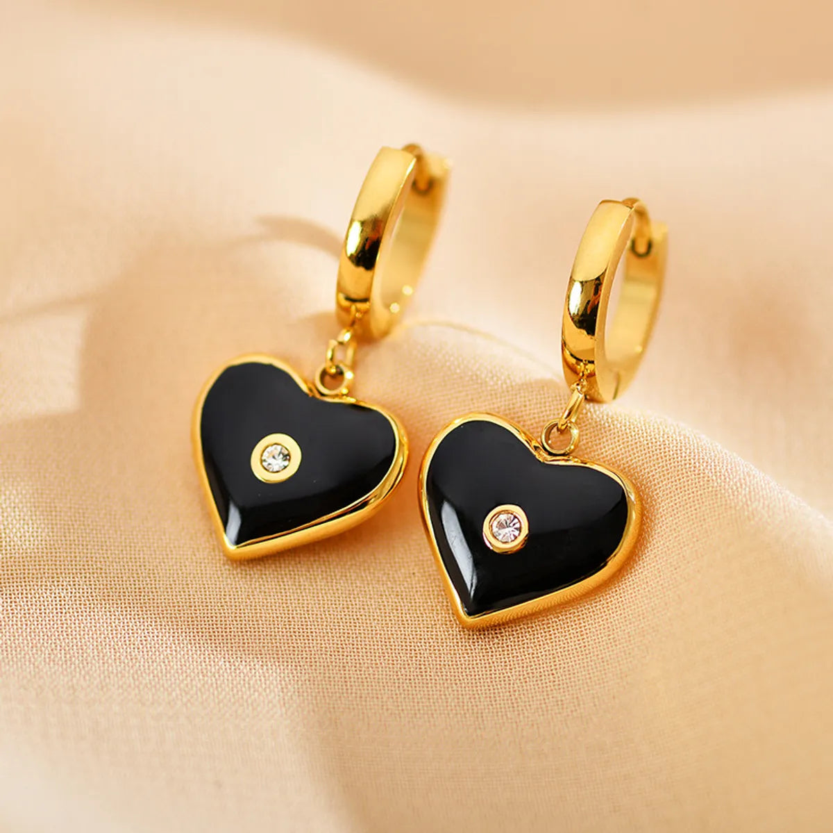 1 Pair Elegant Glam Heart Shape Plating Inlay Stainless Steel Zircon Drop Earrings