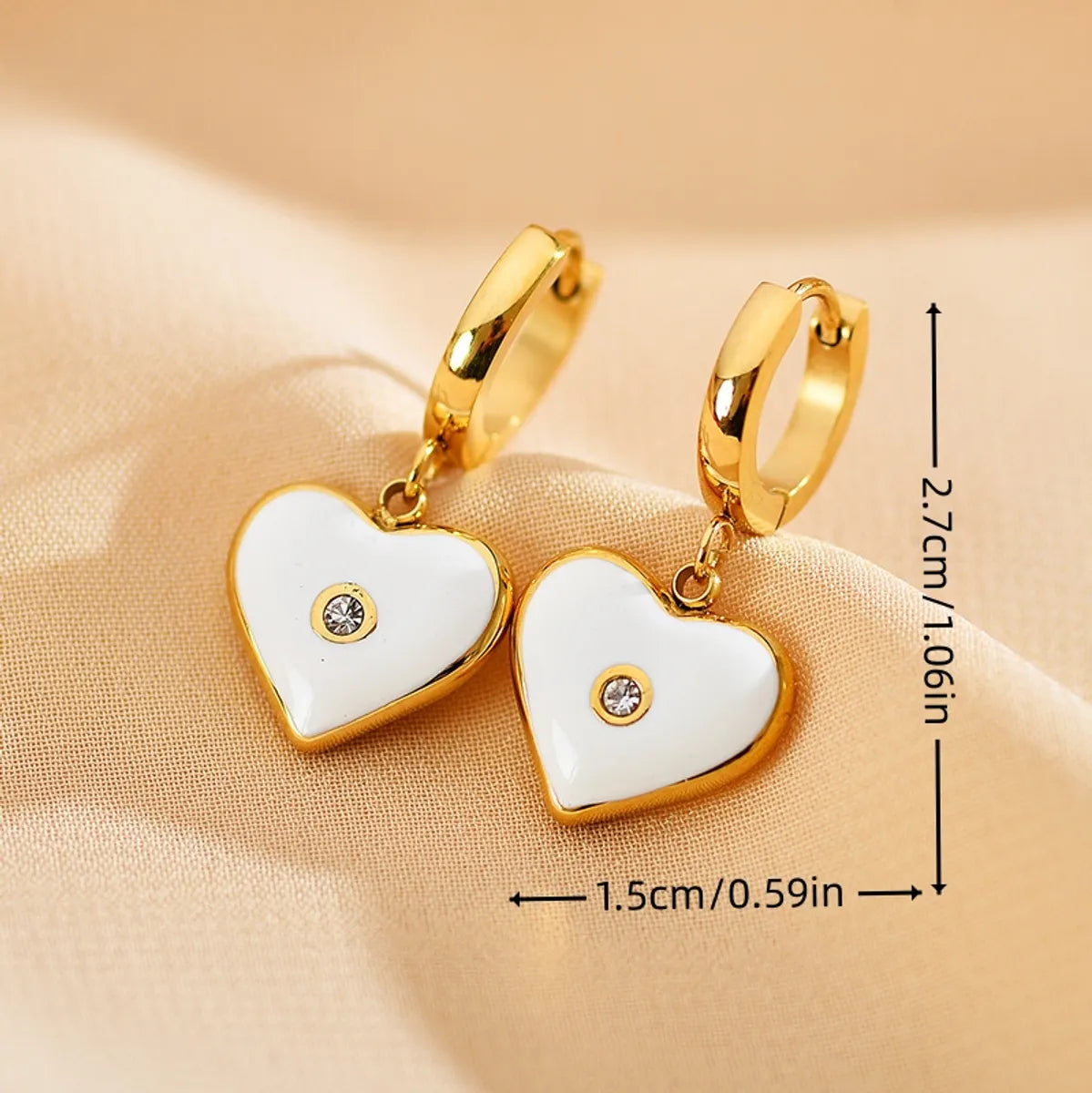 1 Pair Elegant Glam Heart Shape Plating Inlay Stainless Steel Zircon Drop Earrings