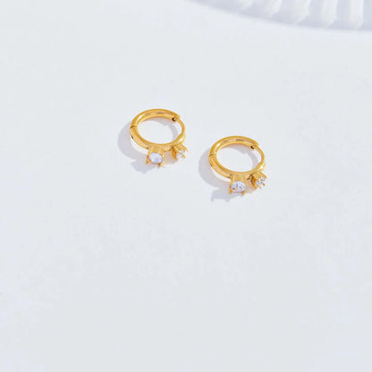 1 Pair Elegant Glam Lady Circle Plating Inlay Stainless Steel Diamond 18k Gold Plated Earrings