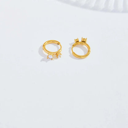 1 Pair Elegant Glam Lady Circle Plating Inlay Stainless Steel Diamond 18k Gold Plated Earrings