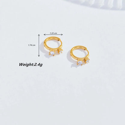 1 Pair Elegant Glam Lady Circle Plating Inlay Stainless Steel Diamond 18k Gold Plated Earrings