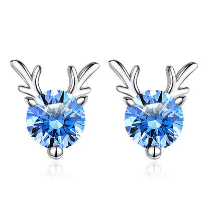 1 Pair Elegant Glam Luxurious Antlers Handmade Inlay Sterling Silver Zircon White Gold Plated Ear Studs