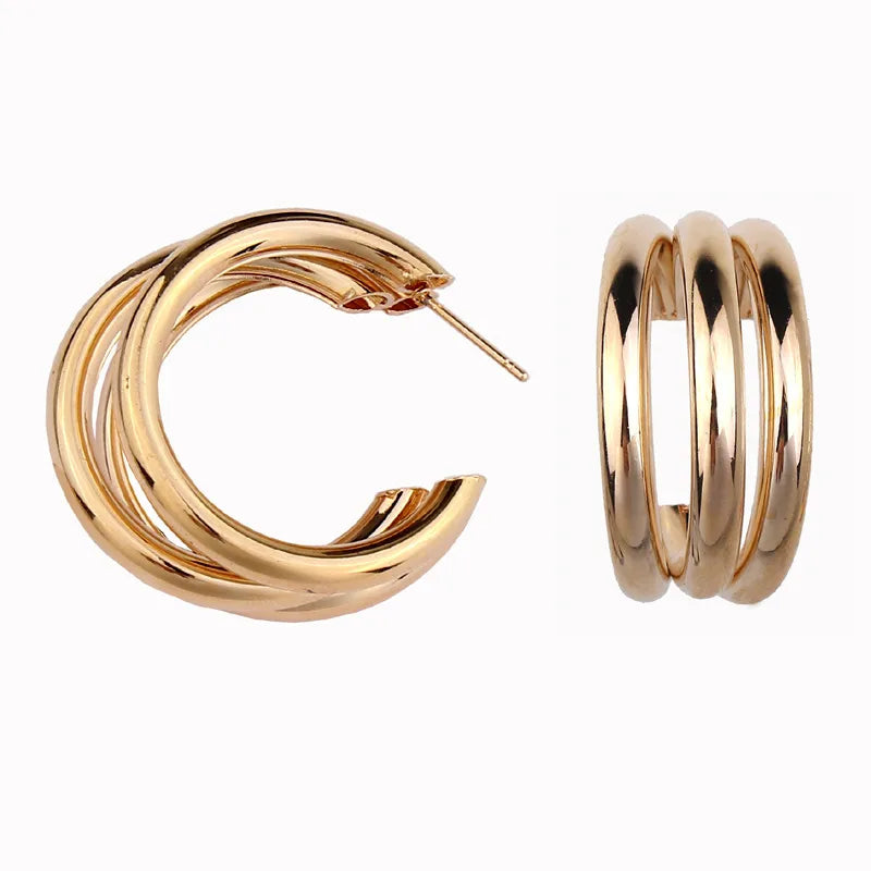 1 Pair Elegant Glam Luxurious C Shape Iron 14K Gold Plated Ear Studs