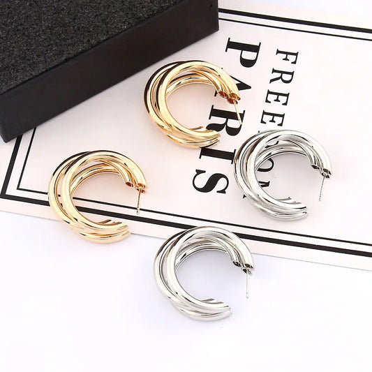 1 Pair Elegant Glam Luxurious C Shape Iron 14K Gold Plated Ear Studs