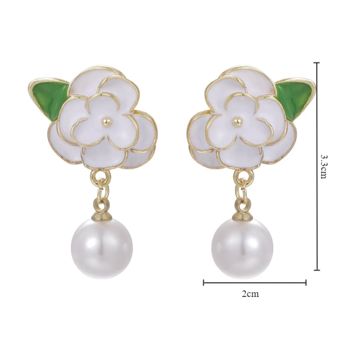 1 Pair Elegant Glam Luxurious Flower Enamel Inlay Copper Pearl Drop Earrings