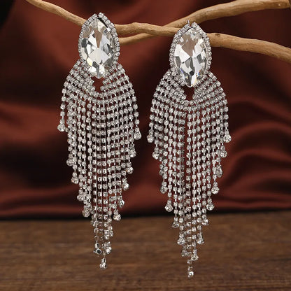 1 Pair Elegant Glam Luxurious Geometric Inlay Alloy Artificial Diamond Drop Earrings