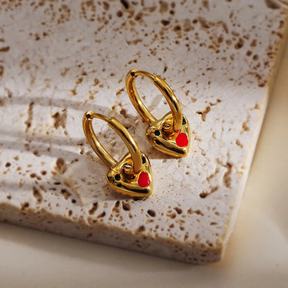 1 Pair Elegant Glam Luxurious Heart Shape Plating Stainless Steel 18k Gold Plated Drop Earrings