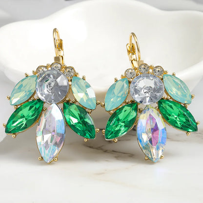 1 Pair Elegant Glam Luxurious Leaves Oval Inlay Alloy Crystal Drop Earrings