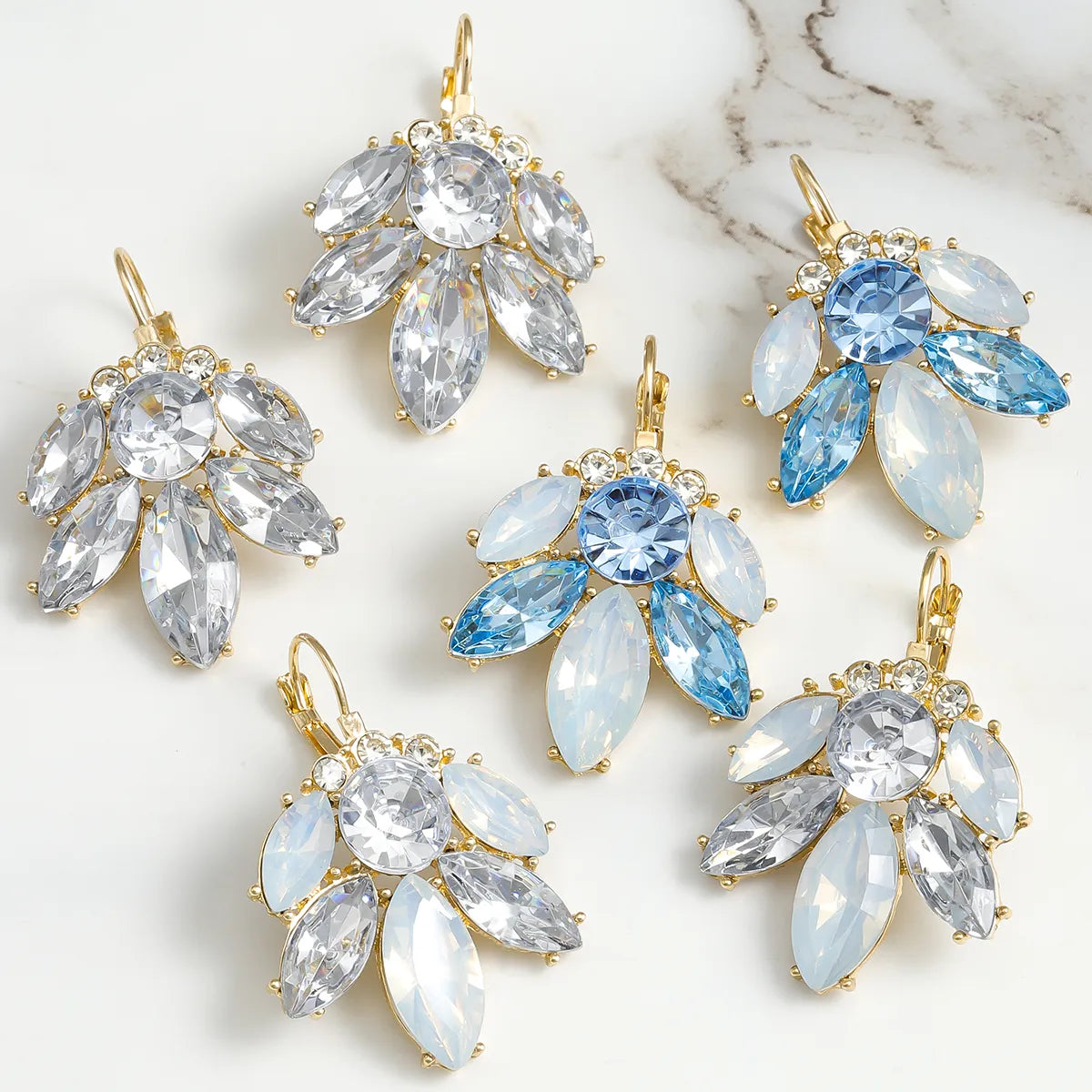 1 Pair Elegant Glam Luxurious Leaves Oval Inlay Alloy Crystal Drop Earrings