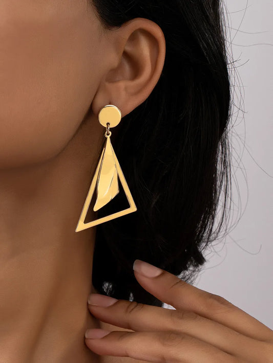 1 Pair Elegant Glam Luxurious Triangle Iron Drop Earrings