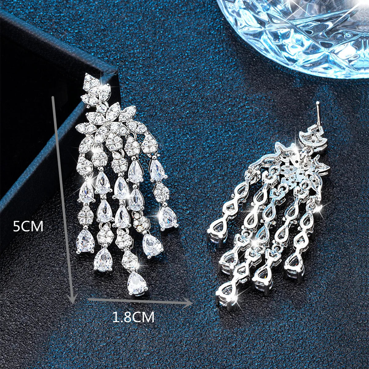 1 Pair Elegant Glam Luxurious Water Droplets Plating Inlay Brass Zircon White Gold Plated Drop Earrings