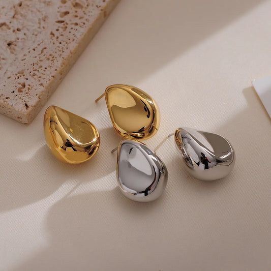 1 Pair Elegant Glam Luxurious Water Droplets Plating Stainless Steel 18k Gold Plated Ear Studs