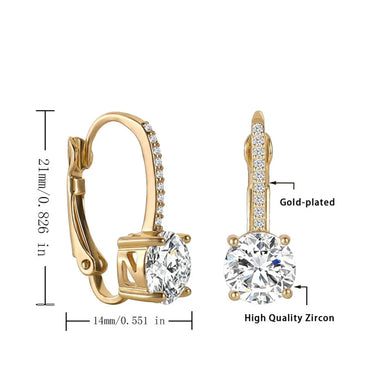 1 Pair Elegant Glam Oval Copper Zircon K Gold Plated Rose Gold Plated White Gold Plated Hoop Earrings