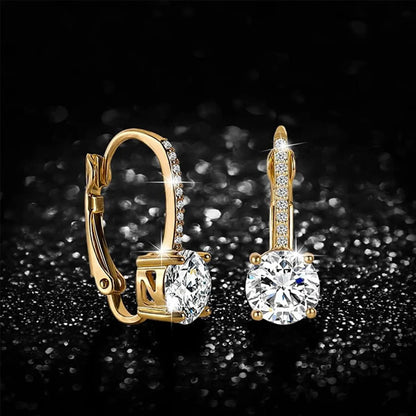 1 Pair Elegant Glam Oval Copper Zircon K Gold Plated Rose Gold Plated White Gold Plated Hoop Earrings