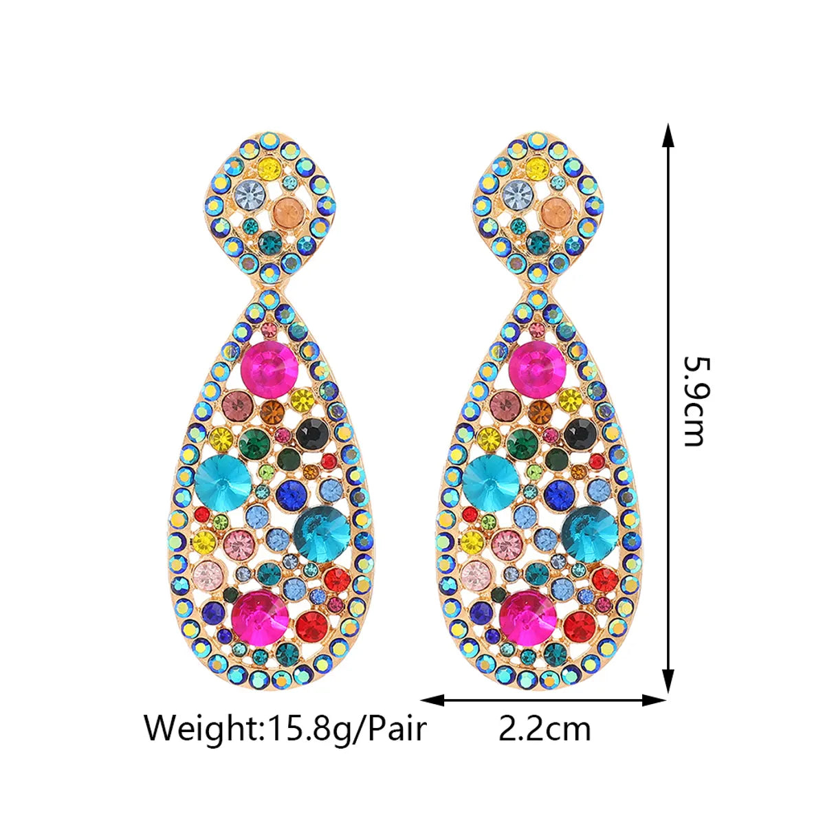 1 Pair Elegant Glam Oval Plating Hollow Out Inlay Zinc Alloy Rhinestones Drop Earrings