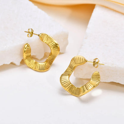 1 Pair Elegant Glam Retro Geometric Stainless Steel Gold Plated Earrings