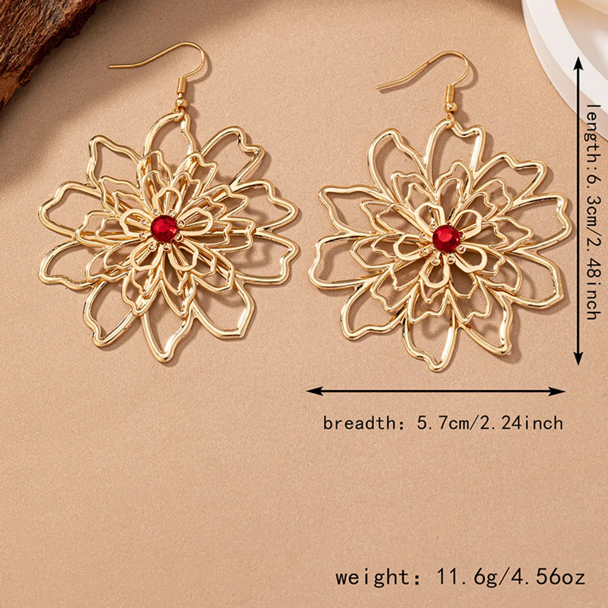 1 Pair Elegant Glam Romantic Flower Plating Inlay Alloy Ferroalloy Rhinestones 14k Gold Plated Drop Earrings