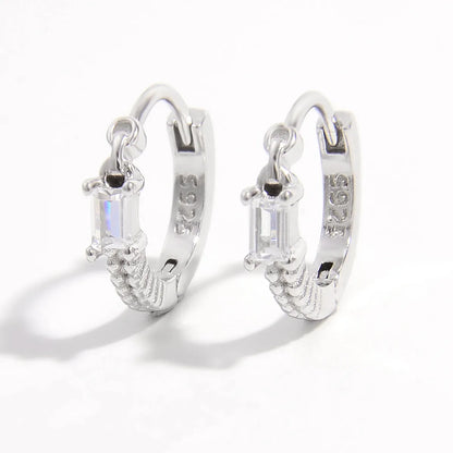 1 Pair Elegant Glam Round Heart Shape Inlay Sterling Silver Zircon White Gold Plated Earrings