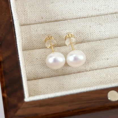 1 Pair Elegant Glam Round Inlay Pearl Pearl Ear Studs