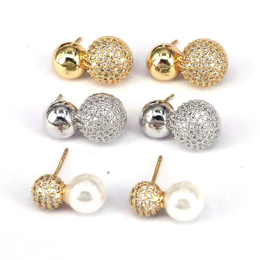 1 Pair Elegant Glam Round Plating Inlay Copper Artificial Pearls Rhinestones 18k Gold Plated Silver Plated Ear Studs