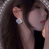 1 Pair Elegant Glam Round Tassel Heart Shape Inlay Alloy Artificial Pearls Rhinestones Earrings