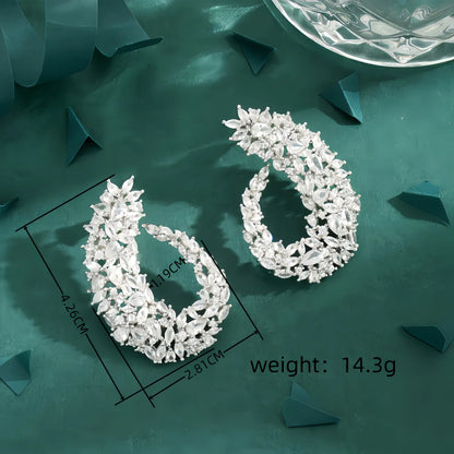 1 Pair Elegant Glam Shiny Geometric Inlay Copper Zircon White Gold Plated Ear Studs